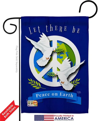 Vista 4 de Peace on Earth Garden House Flags Set Sweet Life Support Environmental Protection Small Decorative Gift Yard Banner Double-Sided Made In USA 28 X 40