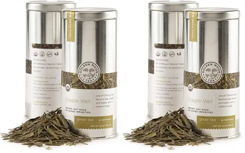 Vista 6 de Golden Moon Tea Organic Dragon Well Longjing Té verde – Hoja suelta, sin OGM – 1 onza