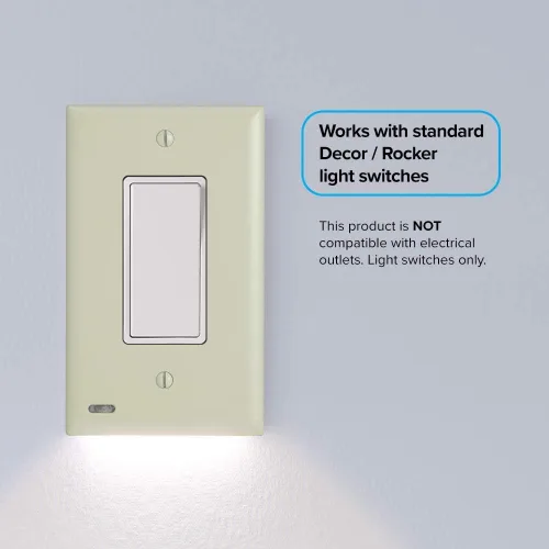 Vista 2 de Paquete de 3 - SnapPower SwitchLight - Luz Nocturna LED - para Interruptores de Un Solo Polo - Placa de Interruptor con Luces Nocturnas LED