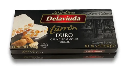 Vista 2 de Delaviuda La Confiteria Turron Duro, Turrón Crujiente de Almendras (Paquete de 2)