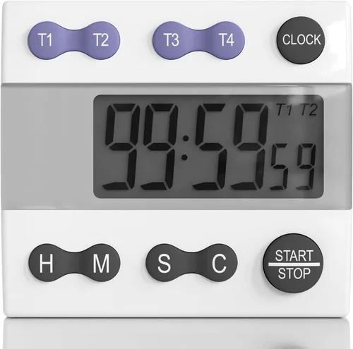 Vista 7 de Sper Scientific Temporizador de cocina digital portátil 810015 para cocinar y hornear con alarma fuerte, temporizador de 4 canales, laboratorio