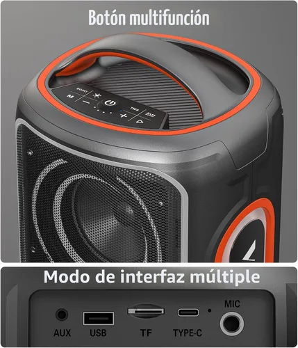 Vista 8 de Altavoz Bluetooth portátil, pico de 240 W, potente sonido fuerte, altavoz inalámbrico para fiestas con graves profundos, tiempo de reproducción