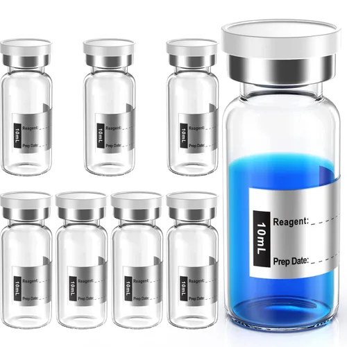 Vista 10 de Biomed Solutions Vial estéril vacío sellado con tapón de goma de butilo y cierre superior, tubo de vidrio de borosilicato tipo 1, empaquetado