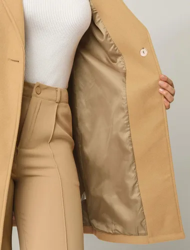 Vista 6 de Allegra K Abrigo largo de invierno para mujer, sin cuello, minimalista, para trabajo