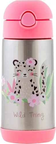 Vista 17 de Stephen Joseph Botellas de acero inoxidable de doble pared, botella de agua aislada para niños pequeños, botella aislada al vacío con popote, Abeja