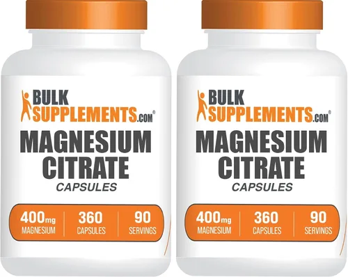 Vista 6 de BulkSupplements.com Cápsulas de citrato de magnesio - Suplemento de magnesio, citrato de magnesio 400mg - Sin gluten, 4 cápsulas por porción, 360