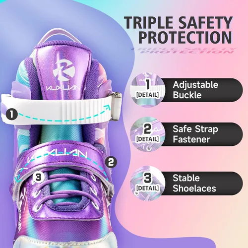 Vista 4 de Roller Skates for Kids Girls, 4 Size Adjustable Women Roller Skates with Light Up Wheels for Children Sports & Indoor Outdoor