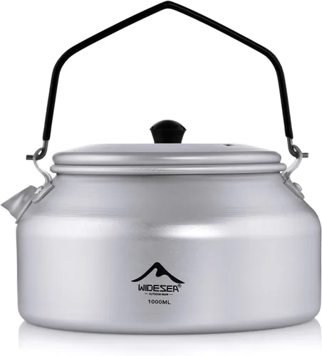 Vista 8 de widesea Tetera de aluminio ultraligera portátil de 1L para mochileros, senderismo, camping y picnic