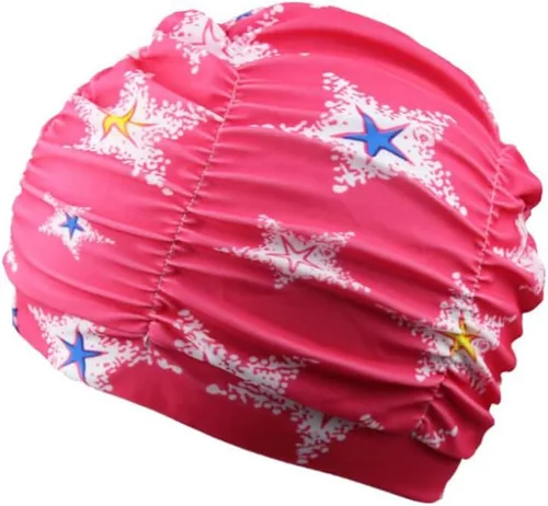 Vista 3 de Gorra de natación plisada a la moda, gorra de natación de pelo largo, gorra de natación grande para mujer, no impermeable