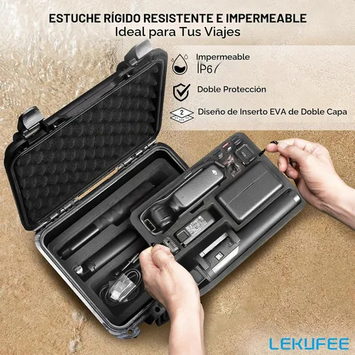 Vista 6 de Lekufee Funda Rígida Resistente al Agua para DJI Osmo Pocket 3, Mic 3/2/Mini, Combo de Creador, Combo de Expansión de Potencia, Cámara de Vlogging