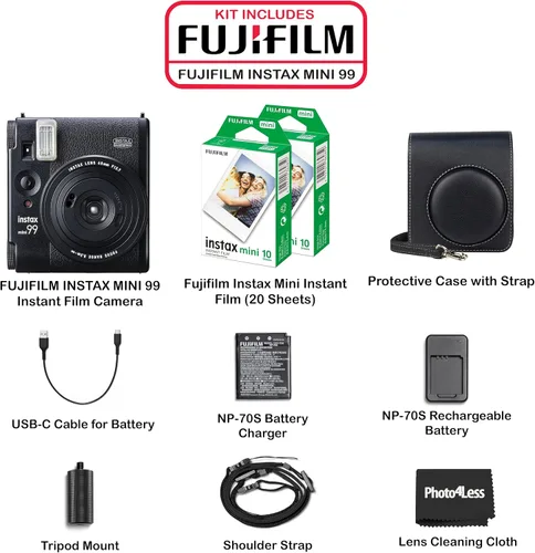 Vista 2 de Fujifilm Paquete de cámara de película instantánea Instax Mini 99 con película instantánea Fujifilm Instax Mini (20 hojas) con accesorios que