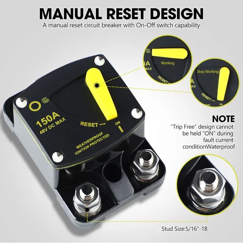 Vista 3 de Erayco Disyuntor de 50 amperios de 12 V a 48 V CC para motor de arrastre de barcos, vehículos de remolque de ATV marinos, audio estéreo, batería