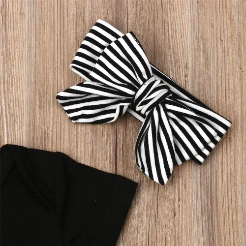 Vista 7 de DuAnyozu Conjunto de 3 piezas de ropa para bebés y niñas, lindo mameluco con estampado de leopardo, pantalones cortos de verano