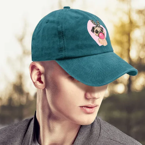Vista 4 de Gorras de béisbol con diseño de perro carlino y papá, gorra divertida para hombre