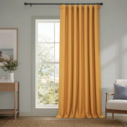Vista 16 de HPD Half Price Drapes - Cortinas de lino sintético para sala de estar (2 paneles) - 100 pulgadas de ancho x 84 pulgadas de largo - Cortinas