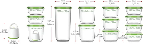 Vista 6 de [Usado] FOSA Sello al Vacío Sistema de Almacenamiento de Alimentos Conjunto de Contenedores Reutilizables Deluxe con Vacío y 10 Contenedores