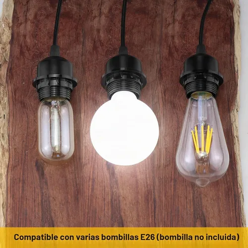 Vista 3 de Kit de 3 Luces Colgantes con Enchufe, E26/E27 Luces Colgantes Vintage con Cable de Enchufe, Kit de Luz Colgante Retro, Cable de 12 Pies