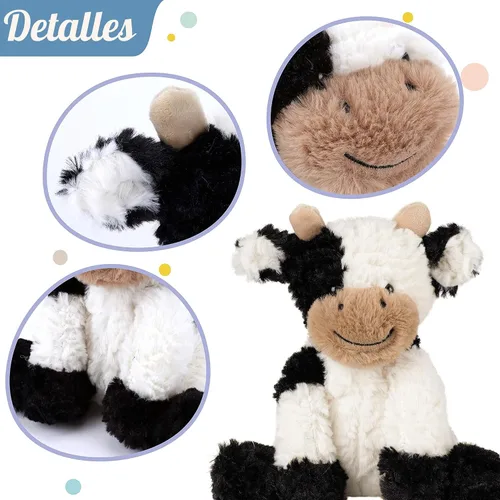 Vista 5 de Hopearl Adorable Vaca de Peluche, Juguetes de Vaca Flexible Suave, Animales de Peluche, Regalos de Cumpleaños Lindos para Niños, Niñas, Niños
