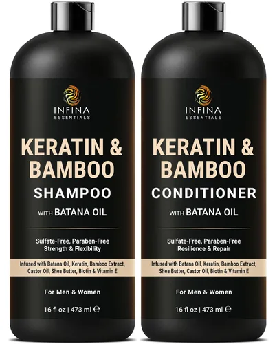 Vista 8 de INFINA ESSENTIALS Champú y Acondicionador con Aceite de Romero 16 fl oz cada uno con Aceite de Batana Fórmula Sin Sulfatos, Hidratante