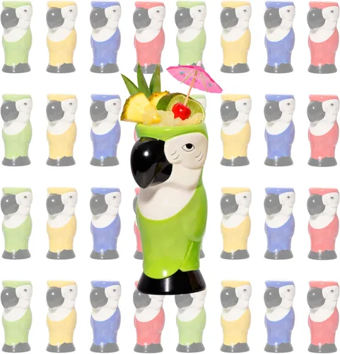 Vista 11 de LEMONSODA Vasos de cerámica tiki hawaianos (cerámica, juego de 4)