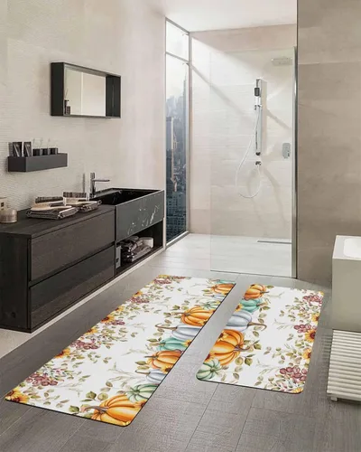 Vista 2 de Tapete de baño de Acción de Gracias para bañera, antideslizante, de secado rápido y absorbente, de tierra de diatomeas, para ducha, fregadero