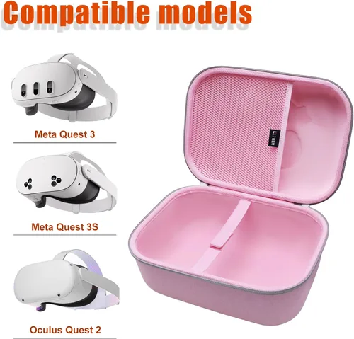 Vista 2 de LTGEM VR Case Compatible with Meta Quest 3S / Quest 3 / Quest 2 / Vision Pro, Portable VR Gaming Headset and Touch Controllers Case with Lens