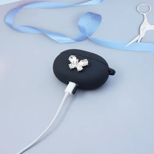 Vista 4 de Wonhibo Bonita funda de mariposa para auriculares Beats Studio Buds, funda protectora de silicona compatible con auriculares Beats Studio (negro)