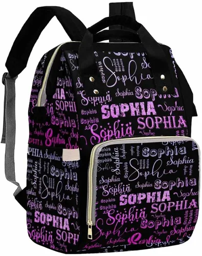 Vista 21 de Artsadd Bolsos para pañales personalizados con nombre, mochila monograma, regalos para baby shower, pattern 01, Tamaño único, Mochilas Daypack