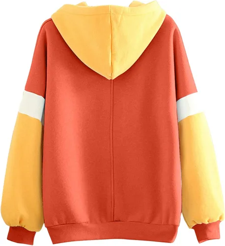 Vista 2 de Mguotp Oversized Sweatshirt For Women Trendy Casual Colorblock Pullover Loose Fit Long Sleeve Trendy Drawstring Sweatshirt