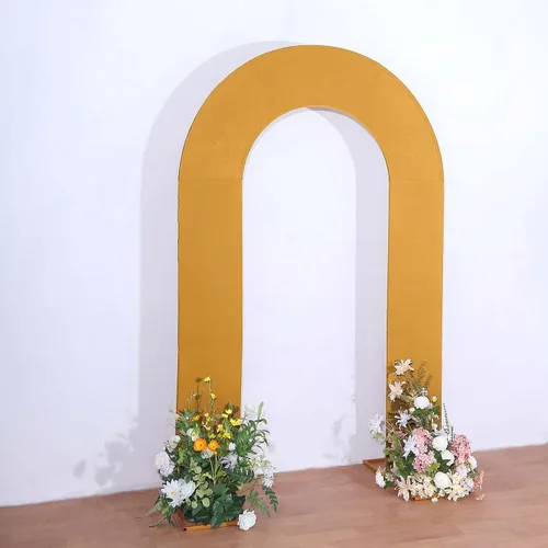 Vista 14 de Efavormart - Funda de arco abierto de elastano beige de 7 pies, doble cara, ajuste cómodo, en forma de U, para bodas escandalosas y decoración
