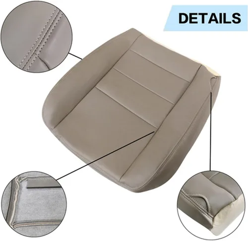 Vista 3 de GXARTS Funda de Asiento de Reemplazo de Cuero para Conductor y Pasajero, Parte Inferior, TAN 4H 8H, Compatible con Ford F250 F350 F450 F550 Super