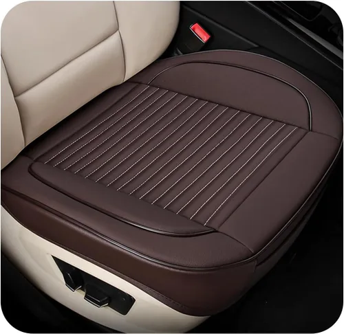 Vista 15 de Funda de cuero para asiento de automóvil, funda de cojín de cuero para asiento delantero y inferior con bolsillo de almacenamiento, protector
