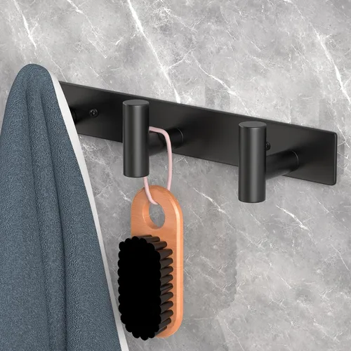 Vista 2 de PMMASTO Perchero montado en la pared, 3 ganchos de pared en forma de T para colgar, riel de ganchos para abrigos de acero inoxidable resistente