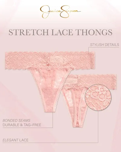 Vista 2 de Jessica Simpson Ropa interior para mujer, paquete de 10 calzones de microfibra elástica con encaje (S-XL)