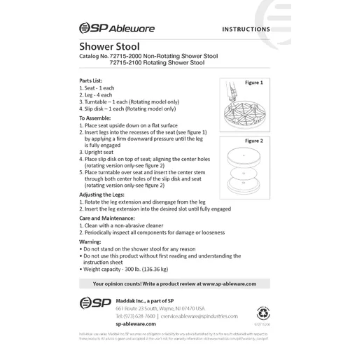 Vista 5 de Ableware Banqueta para regadera con patas regulables, 1