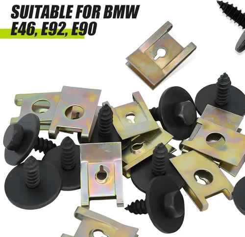 Vista 3 de Pack-40 Tornillos para cubierta de parachoques, clips multiusos de tuercas en U, kit de sujetadores de carrocería de automóvil, retenedores