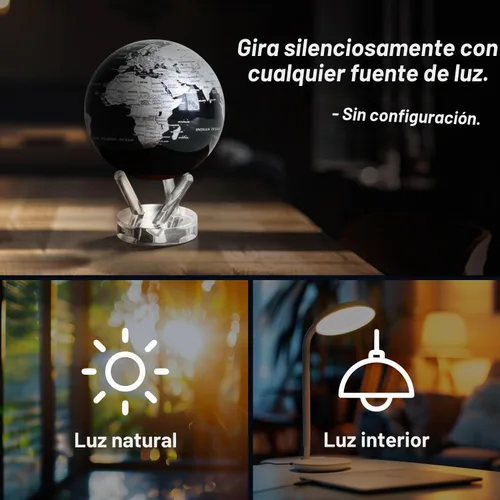 Vista 4 de MOVA Globo Metálico Negro y Plata 4.5