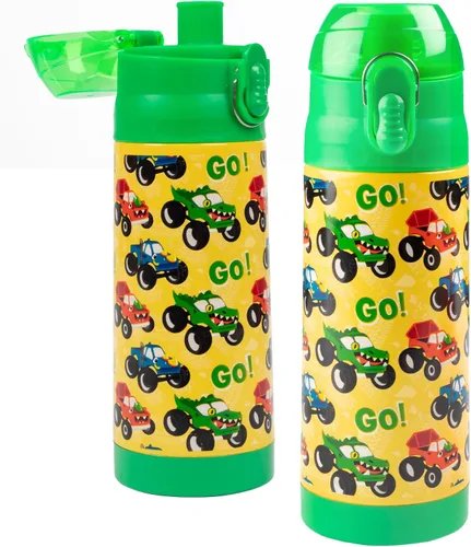Vista 16 de Bentology - Botella de agua reutilizable de acero inoxidable de 13 onzas para niños, color azul