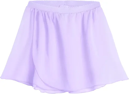 Vista 13 de Falda de Danza de Ballet para Niñas de 3 a 12 Años, Brillante, de Ponerse/Envolvente, Ropa de Danza de Gasa, Rosa, Negro, Blanco, Morado Negro