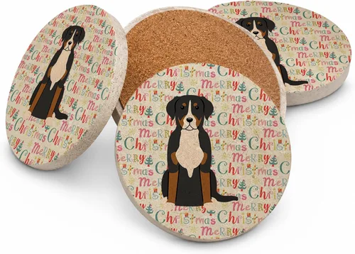 Vista 56 de Abyssinian Sand Terrier Merry Christmas - Posavasos grandes de piedra arenisca (4 unidades)