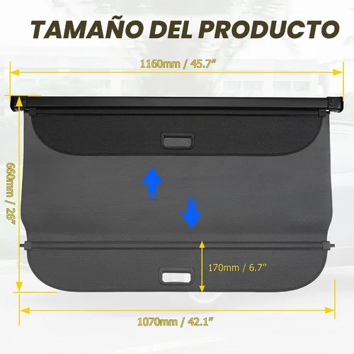 Vista 3 de AUXMART Funda de carga para Toyota Corolla Cross 2022 2023 2024 2025 2026, cubierta retráctil para maletero trasero, protección de seguridad