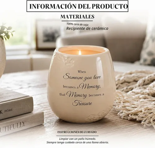 Vista 2 de Pavilion - When Someone You Love Becomes a Memory That Memory Becomes a Treasure - Vela de cerámica rellena de soja de 8 onzas