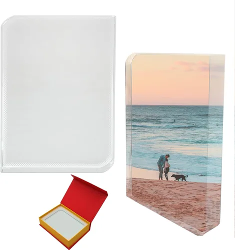 Vista 9 de Ismosm Paquete de dos placas de cristal para sublimación, marco de fotos, regalos de sublimación, decoración de mesa de cristal, espacios en blanco