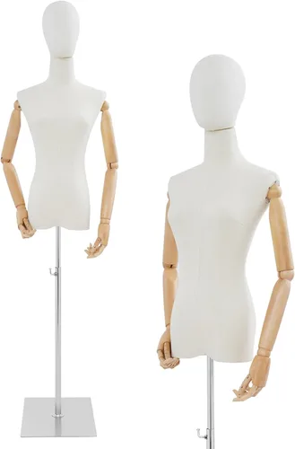 Vista 10 de Forma de vestido de torso de maniquí femenino, vestido de costura con brazos desmontables modelo M-annequin, exhibición de maniquí con base