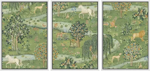 Vista 10 de SIGNWIN Lienzo enmarcado para pared, juego de arte sereno de pantanos con humedales verdes e ilustraciones de agua tranquila, arte moderno