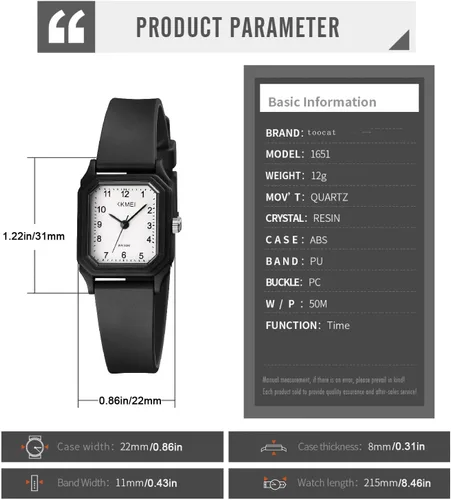 Vista 6 de TOOCAT Reloj de pulsera para mujer, relojes de cuarzo simples para mujer, impermeables, mini relojes analógicos ultrafinos para mujer