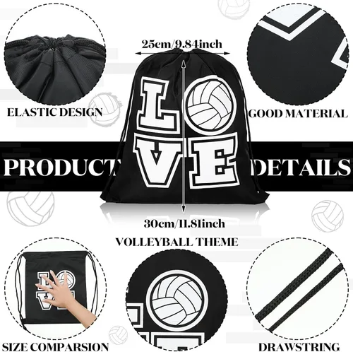 Vista 2 de Bolsas con cordón de puerto con cordón, bolsa de caramelos, bolsa de regalo para fiestas deportivas, suministros para fiestas deportivas, Negro
