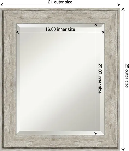 Vista 4 de Amanti Art - Espejo plateado para baño sobre lavabo, espejo de tocador rectangular metálico agrietado de 25x21, marco rústico pequeño