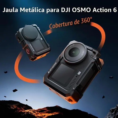 Vista 2 de AMAZEAR Funda protectora de metal para accesorios DJI Osmo Action 6, jaula multifunción Action6 Pro, carcasa de aluminio más fuerte con tapas