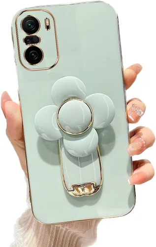 Vista 62 de Miagon - Funda con soporte para Xiaomi Redmi A1, galvanizado suave TPU protector delgado a prueba de golpes con molinete giratorio soporte de flores